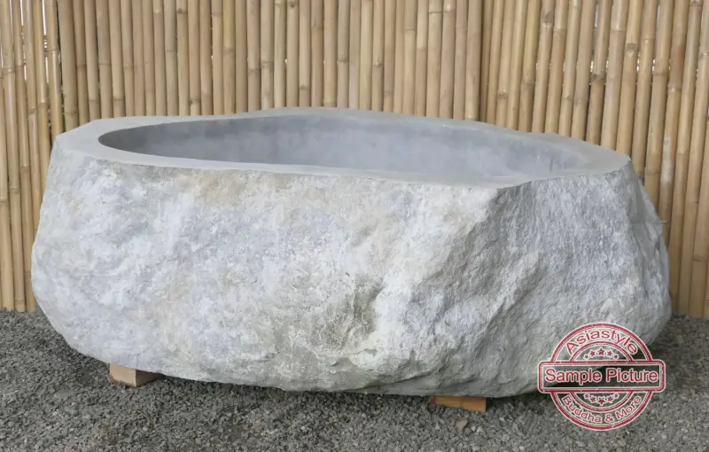 Product image of the product “Riverstone basin, natural surface, polished inside. Dia approx 141-150cm Height 61-70cm ”